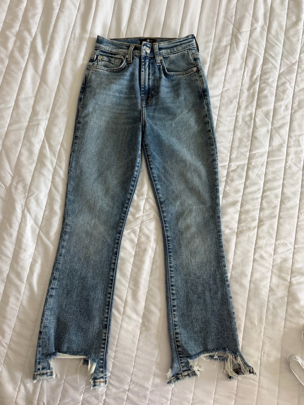 7 For All Mankind Distressed Medium Blue Denim Jeans